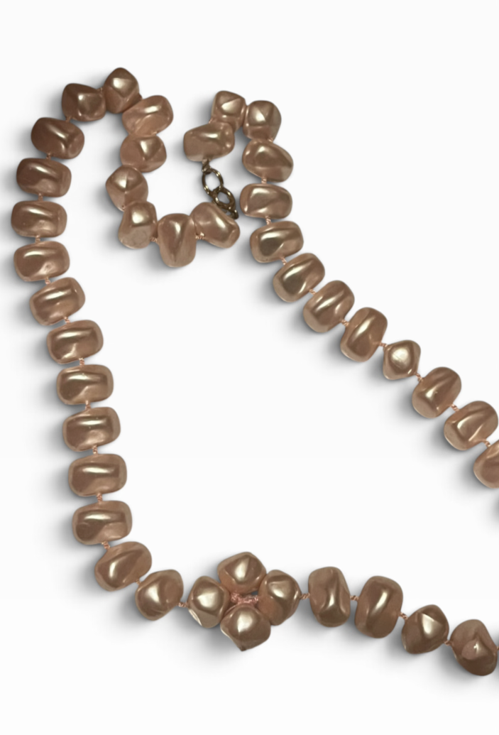 Rose Quartz Graduated Bead Necklace — Vintage Statement Piece