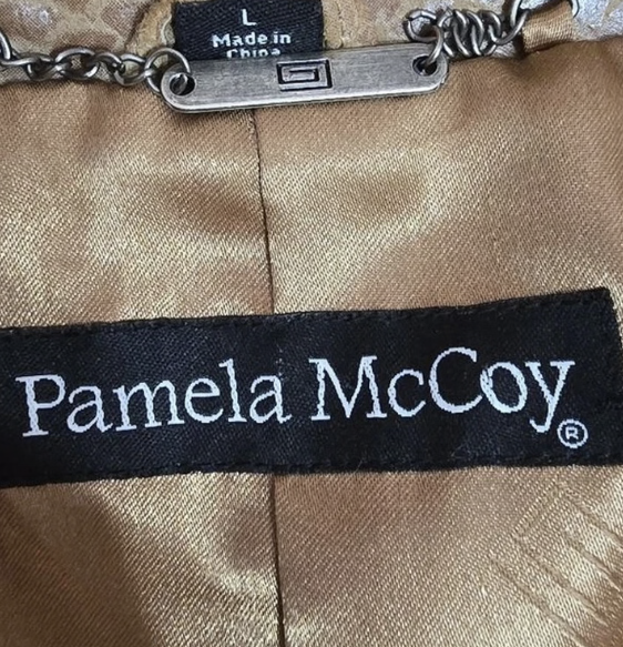 Pamela McCoy Vintage Tan Textured Leather Blazer | Size L
