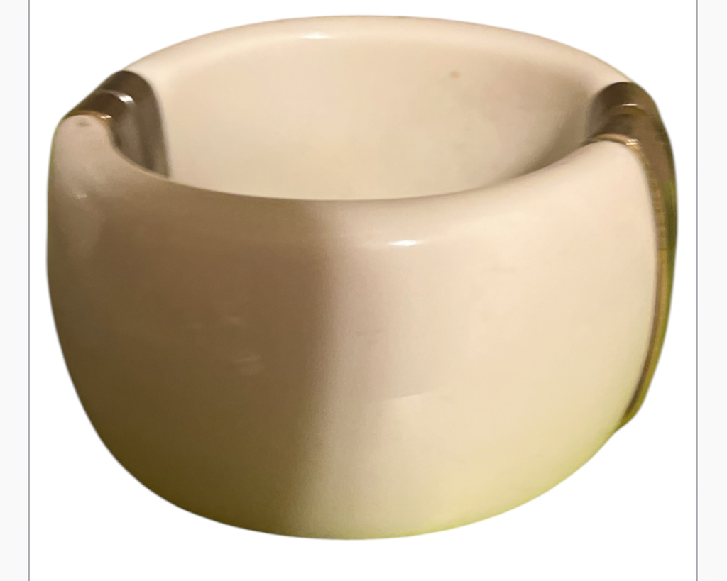 Ivory Chunky Bangle Bracelet — Vintage Gold-Tone Accent- Heavy crafted