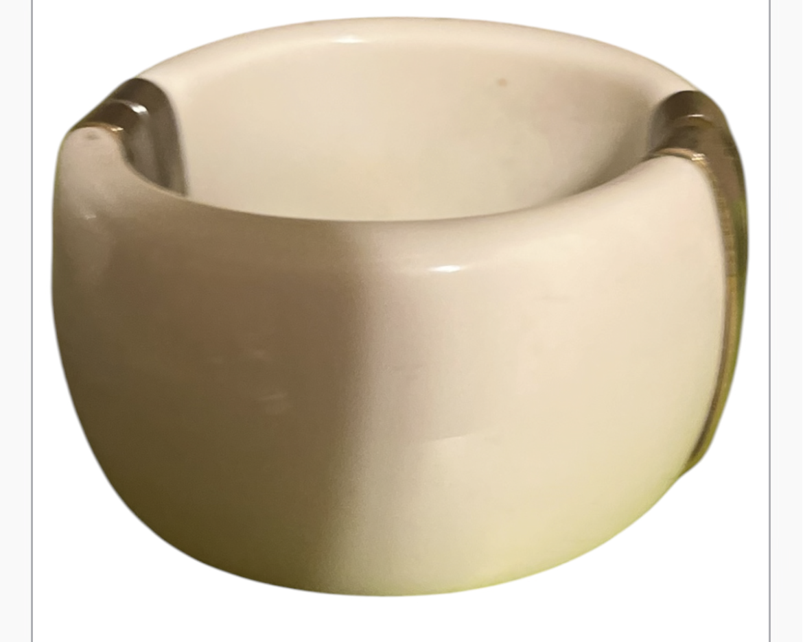 Ivory Chunky Bangle Bracelet — Vintage Gold-Tone Accent- Heavy crafted