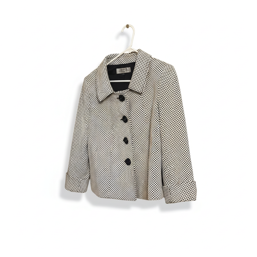 Tahari Petite Black & White Check Swing Jacket
