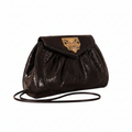 Vintage Pantera Black Snakeskin-Textured Hard-Body Crossbody Bag