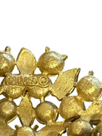 Vintage Sarah Coventry Amber Rhinestone & Gold-Tone Floral Brooch