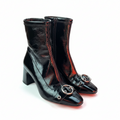 Zara Black Crinkle Patent Ankle Boots | Size 7.5
