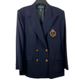 Recycle Me Fancy vintage Lauren Ralph Lauren navy wool double-breasted blazer with gold crest buttons and RL logo