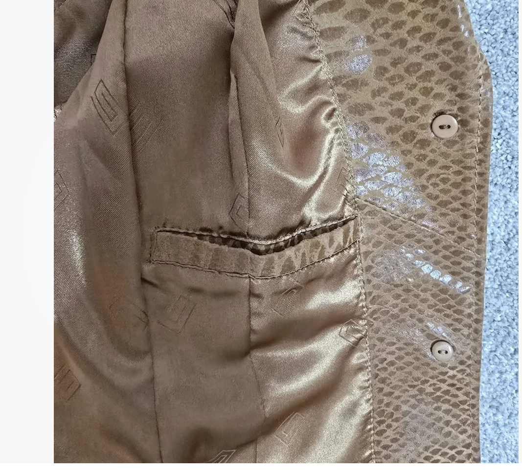 Pamela McCoy Vintage Tan Textured Leather Blazer | Size L
