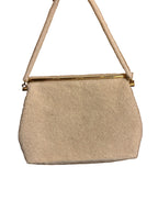 Vintage Ivory Beaded Floral Needlepoint Handbag — Scalloped Evening Purse