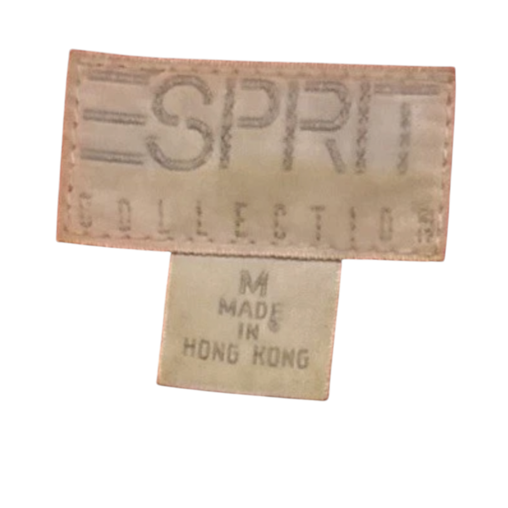 Recycle Me Fancy vintage ESPRIT Collection clothing label showing size M and made in Hong Kong text