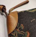 Vintage Tommy Bahama Small Tropical Tapestry Shoulder Bag – Black & Cognac