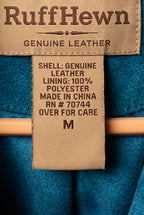 Dusty Teal Genuine Leather Jacket / Blazer — Tailored Three-Button Style