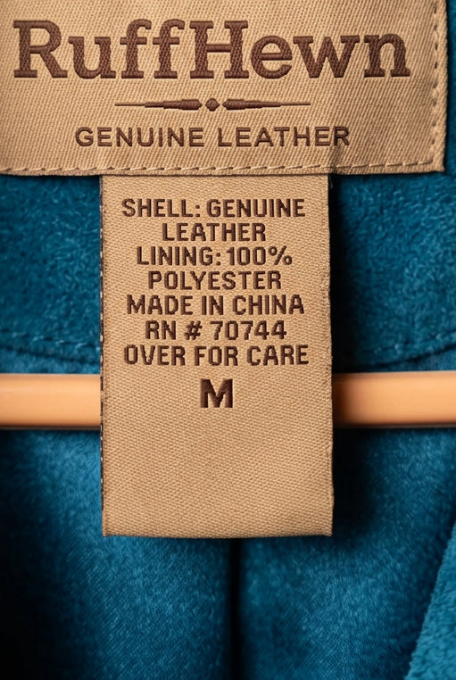Dusty Teal Genuine Leather Jacket / Blazer — Tailored Three-Button Style