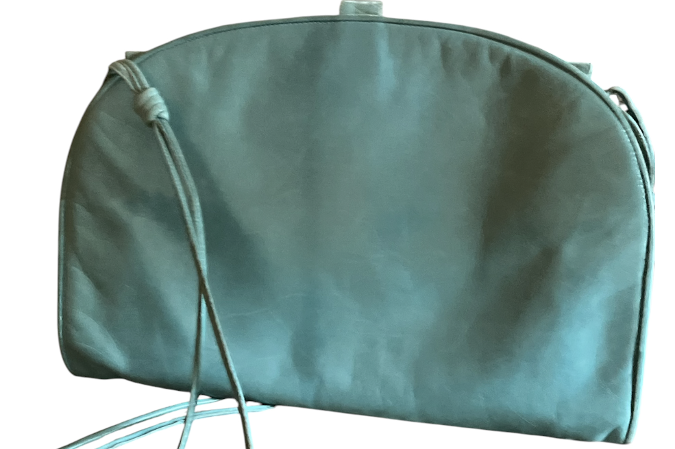 Vintage Made in Italy genuine Sage Green Leather cross body handbag