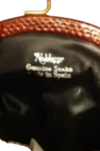 Recycle Me Fancy Noblesse vintage red snakeskin purse interior label showing Made in Spain branding