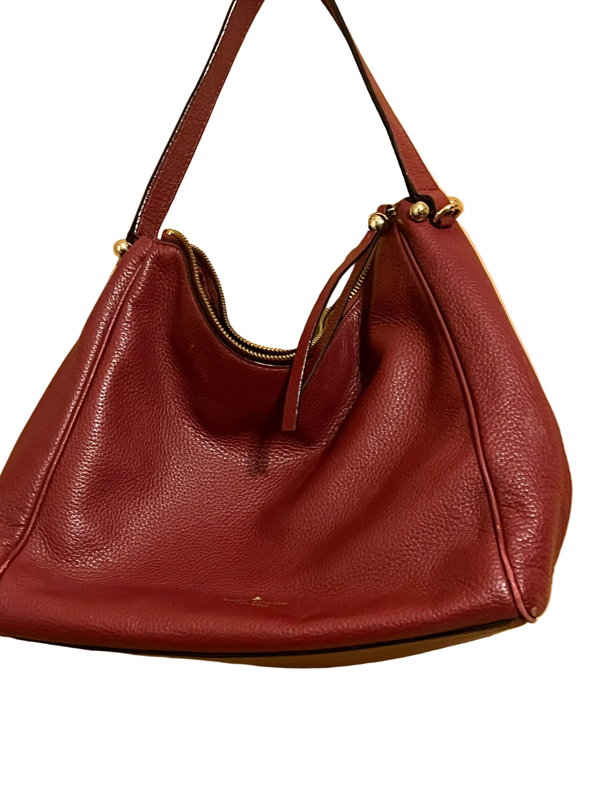 Kate Spade New York Burgundy Pebbled Leather Hobo Shoulder Bag