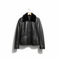 Vintage AVANTI Black Leather Jacket with Faux Fur Collar | Size Large