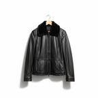 Vintage AVANTI Black Leather Jacket with Faux Fur Collar | Size Large