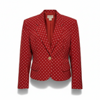 ESPRIT Vintage 1990s Red White Polka Dot Cropped Blazer Size M