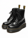 Dr. Martens Jadon Black Leather Platform Combat Boots – Size 6