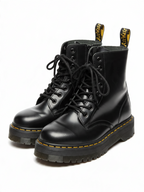 Dr. Martens Jadon Black Leather Platform Combat Boots – Size 6