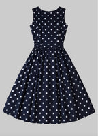 Lauren Ralph Lauren Navy Polka Dot Fit & Flare Dress Size 6