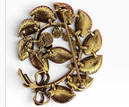 Vintage Amethyst Glass Leaf Wreath Brooch, Gold-Tone