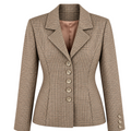 Recycle Me Fancy vintage-inspired brown and tan micro-plaid fitted blazer with notched lapels and button-front.
