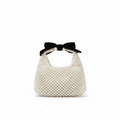 Pearl Beaded Top-Handle Handbag with Interchangeable Bow