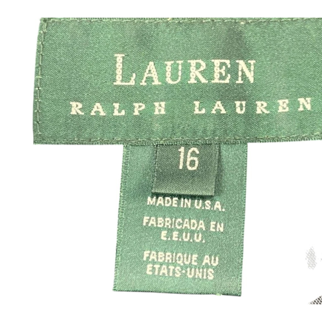 Recycle Me Fancy Lauren Ralph Lauren vintage blazer green fabric clothing label size 16 made in USA