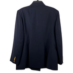 Recycle Me Fancy vintage Lauren Ralph Lauren navy wool blazer, back view showing structured tailoring.