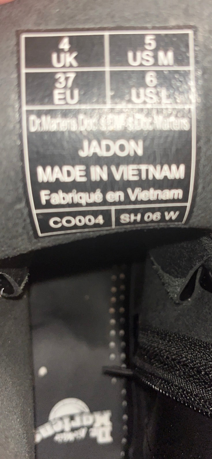 Dr. Martens Jadon Black Leather Platform Combat Boots – Size 6