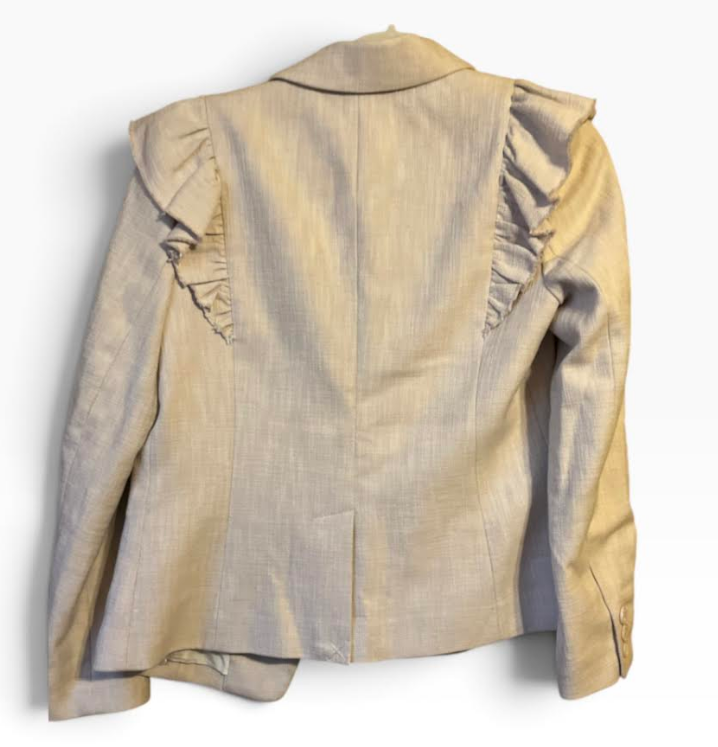Rebecca Taylor Beige Ruffle-Shoulder Blazer