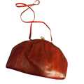 Recycle Me Fancy vintage Noblesse red genuine snakeskin crossbody purse with gold-tone kiss-lock frame closure