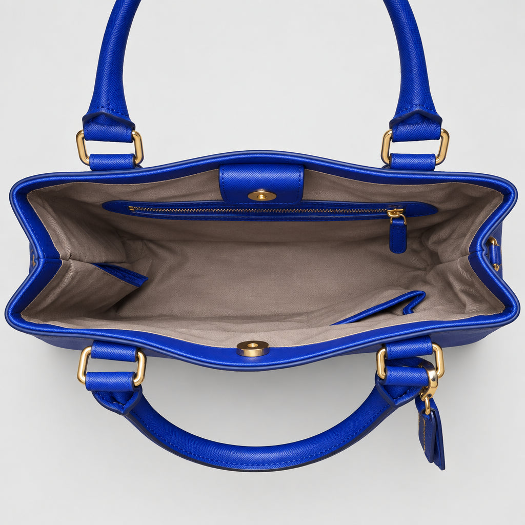 Emma & Sophia Blue Floral Structured Satchel Handbag