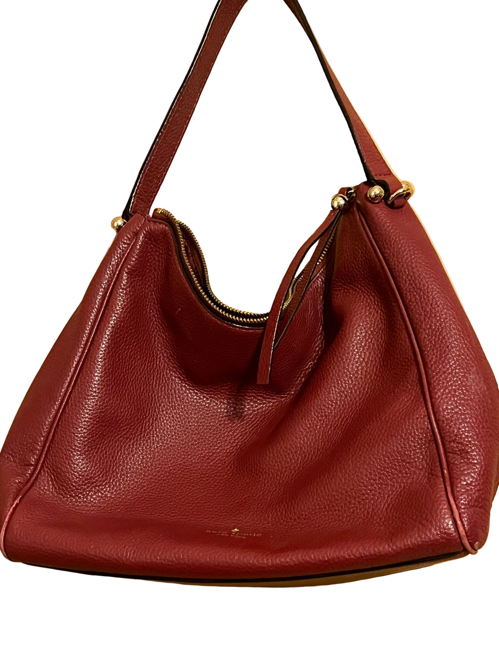 Kate Spade New York Burgundy Pebbled Leather Hobo Shoulder Bag