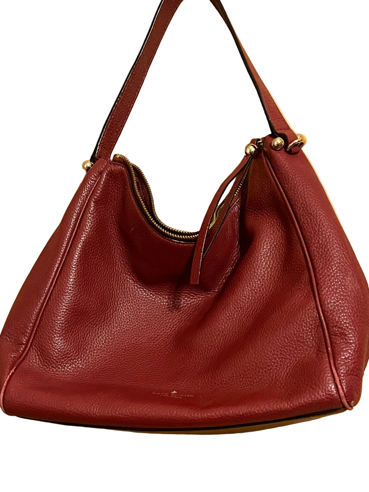 Kate Spade New York Burgundy Pebbled Leather Hobo Shoulder Bag
