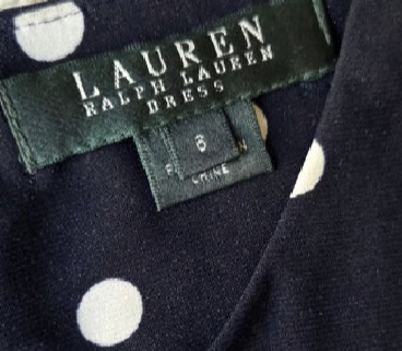 Lauren Ralph Lauren Navy Polka Dot Fit & Flare Dress Size 6