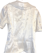 Victor Costa Ivory Metallic Organza Wrap Blouse with Bow