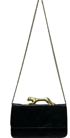 Deena & Ozzy panther handle shoulder bag with gold chain