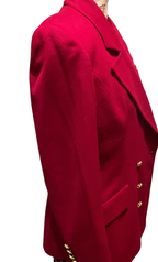 Valentino Miss V Red Wool Double-Breasted Blazer — Vintage, Size 46/12, Made in Italy