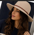 Lucky brand -Classic Cream Felt Wide-Brim Hat with Brown Trim
