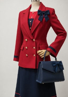 Valentino Miss V Red Wool Double-Breasted Blazer — Vintage, Size 46/12, Made in Italy