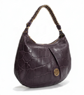 Antonio Melani Purple Croc-Embossed Hobo Handbag | Gold-Tone Chain Handle