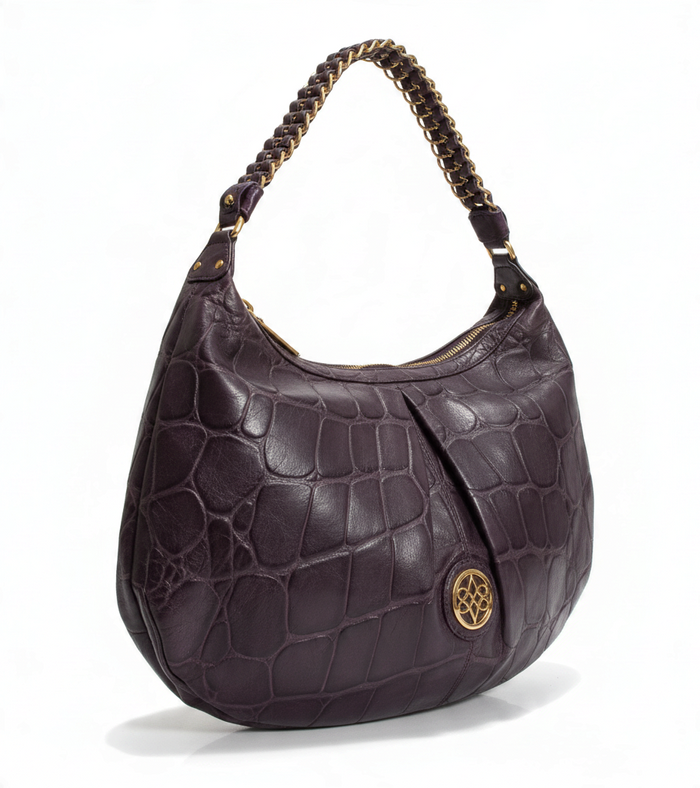 Antonio Melani Purple Croc-Embossed Hobo Handbag | Gold-Tone Chain Handle — individual component of the Pink Box edit