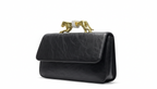 Deena & Ozzy Black Panther Handle Clutch Shoulder Bag or Crossbody