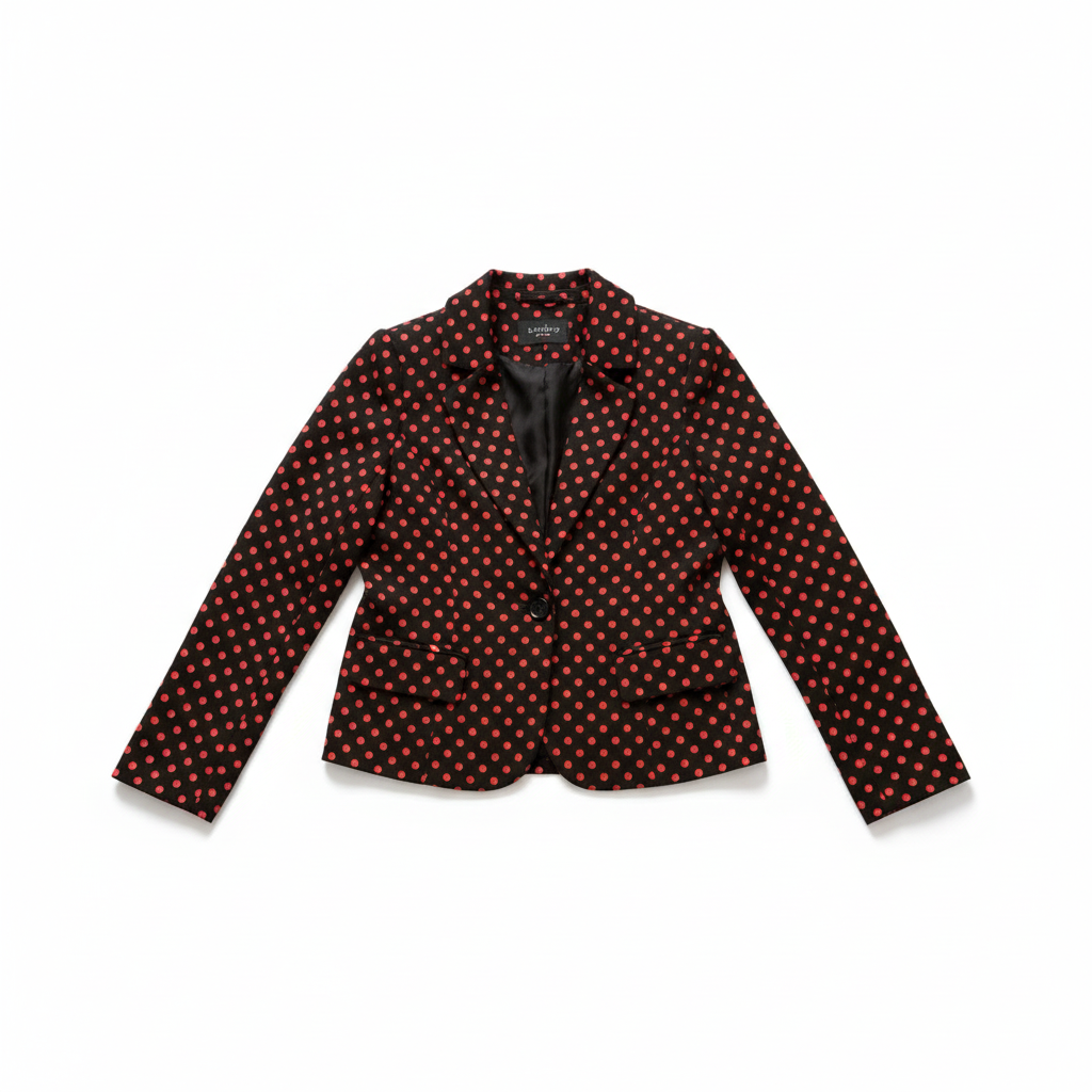 GRACE Vintage Black & Red Polka Dot Blazer — Size 12