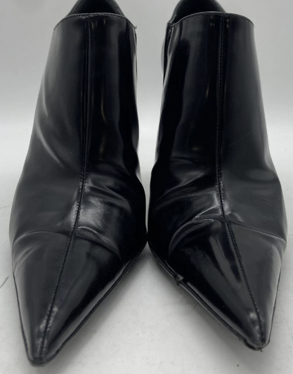 Prada black pointed-toe ankle booties front view