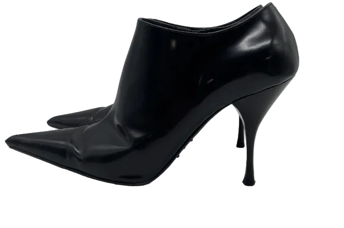 Prada black pointed-toe ankle booties side view