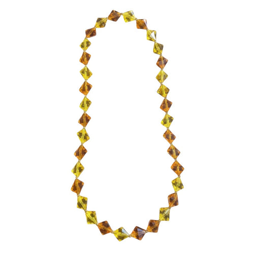 Recycle Me Fancy vintage necklace featuring faceted amber and cognac glass beads in a bold statement design.
