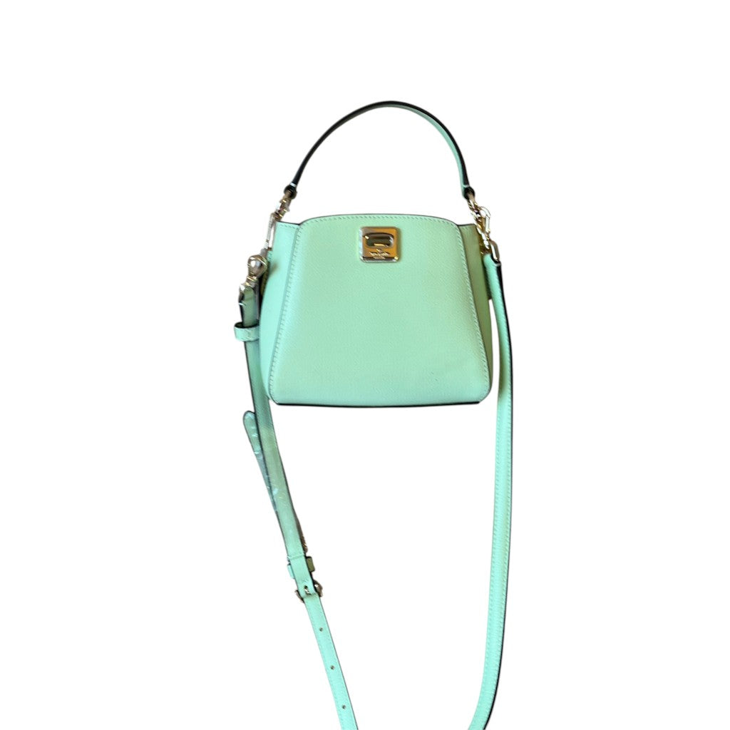 Recycle Me Fancy mint green pebbled leather Kate Spade crossbody bag with gold hardware and removable strap