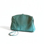 Recycle Me Fancy vintage sage green leather crossbody handbag with a structured envelope silhouette and thin strap